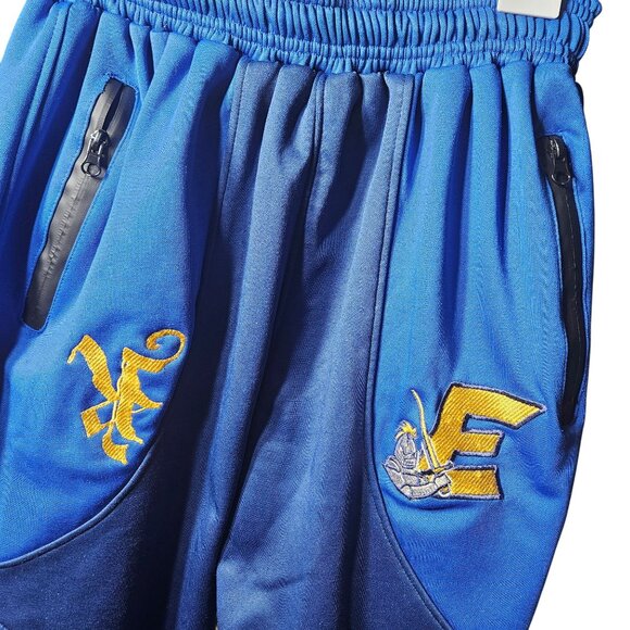 Blue & Black Athletic Joggers With Embroidered Dragon & "E" Design XS Size Elast - Picture 2 of 5
